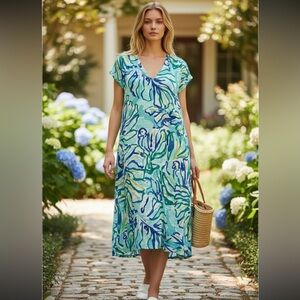 Lilly Pulitzer Linen Dress Blue Green